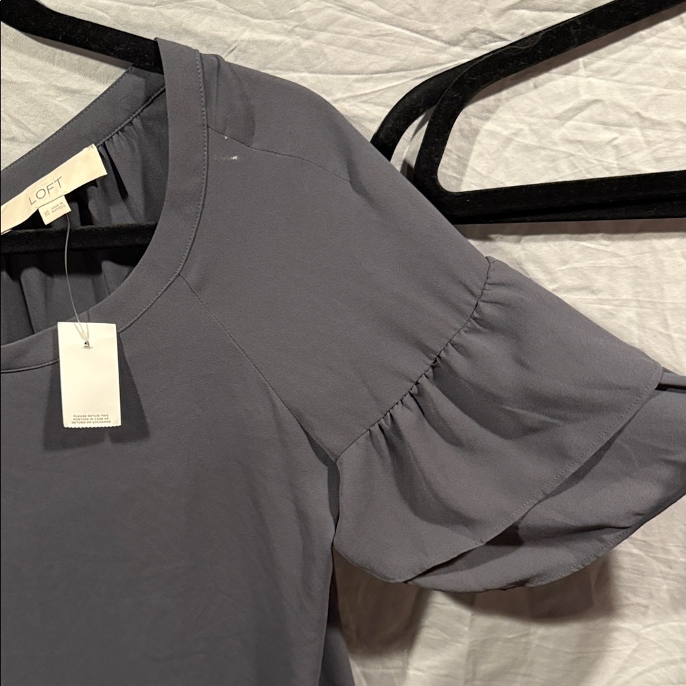 LOFT Slate Ruffle Sleeve Blouse - Picture 4 of 7